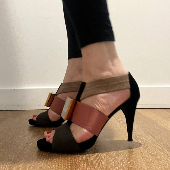 Pierre Hardy Suede Colorblock Pattern Sandals used - Picture 4 of 15